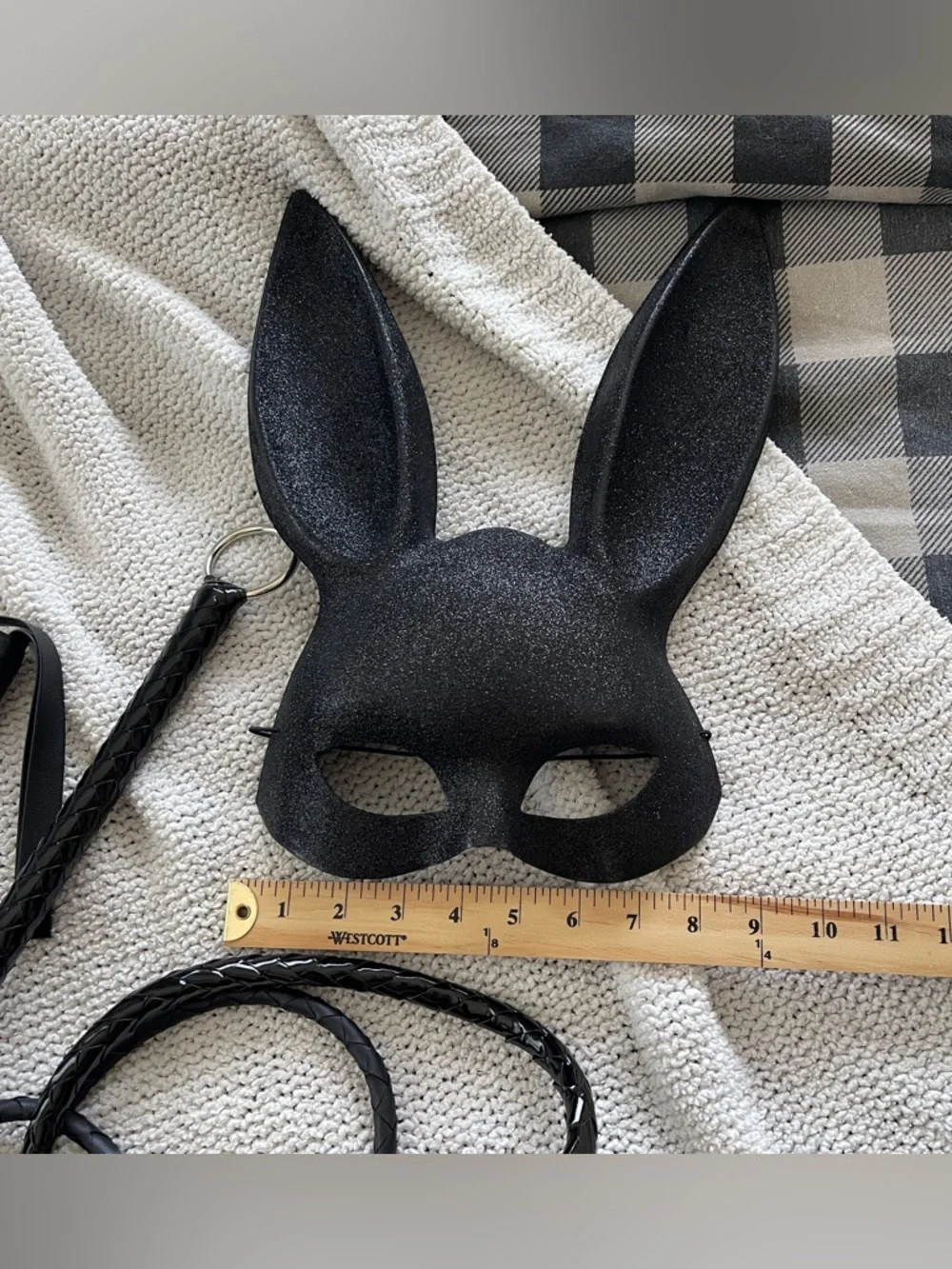 Halloween Costume Bundle Black Masks Whip Bunny Ears Cat Mask Gothic Set OS